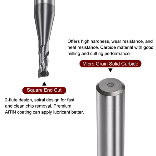 Image of HARFINGTON Square End Mill 3mm x 8mm Cutting 6mm Shank Micro Grain Solid Carbide AlTiN Coated 2 Flutes Milling Bit Cutter for Alloy Hardened Steel Aluminum