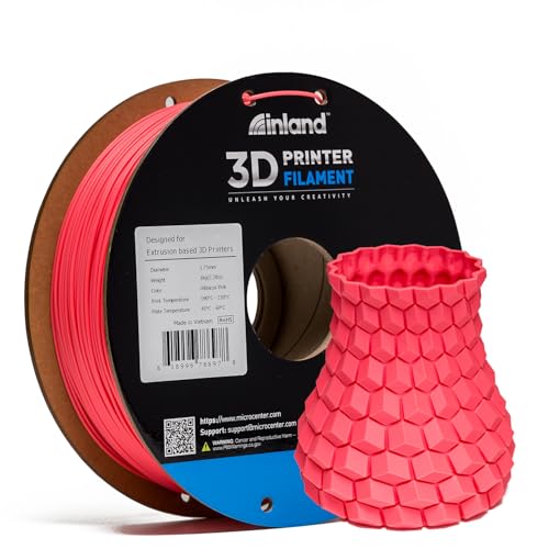 Inland PLA Filament 1.75mm Bright Pink 1KG, 3D Printer Filament Dimensional Accuracy...