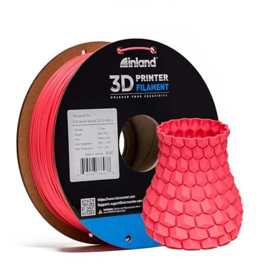 Inland PLA Filament 1.75mm Bright Pink 1KG, 3D Printer Filament Dimensional Accuracy +/- 0.02mm, 1kg Spool (2.2lbs) Fits Most FDM 3D Printers (Hibiscus Pink, 1 Pack)