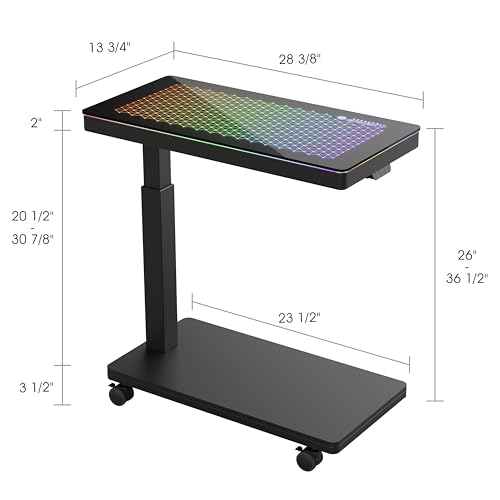 EUREKA ERGONOMIC PC Stand Adjustable Computer Tower with Music Sensing LED Lights, PC Trolley on Lockable Castor Wheels Sturdy, for Gaming Desk Computer Accessories, Black
