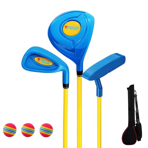 PGM Children's Golf Club Set - Can Hit Real Balls, 3 Pieces Clubs Includes Wood, Iron, and Putter,...