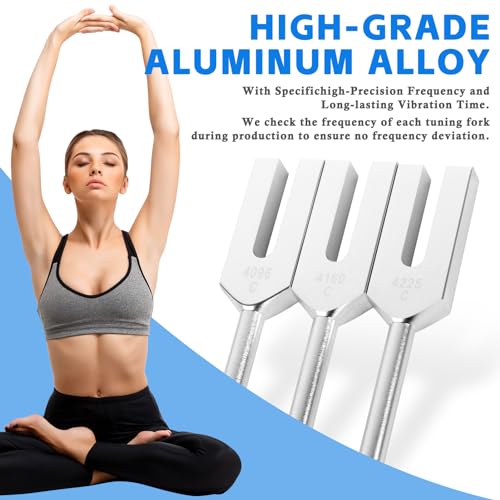 Angel Tuning Forks Set - 4096 Hz, 4160 Hz, 4225 Hz with Wooden Hammer and Velvet Bag for Yoga and Meditation Accessories - Image 5