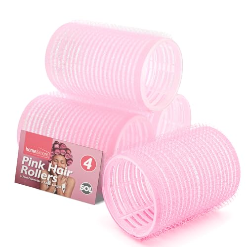 SOL 4pk Pink Hair Rollers for Hair Volume - Self Holding Rollers for Long & Short Hair - Boost Volume Create Bouncy Waves Reduce Heat Damage - Compact Travel-Friendly Styling Curler