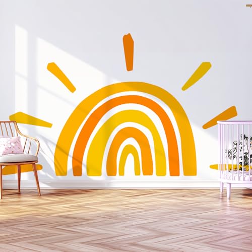 Vinilo decorativo removible arcoíris sol Boho para habitación infantil miniatura 5