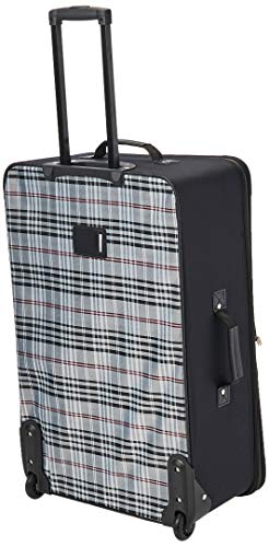 Image of Rockland Fashion Softside Upright Luggage Set, Telescoping Handles, Black Plaid, 4-Piece (14 /19 /24 /28)