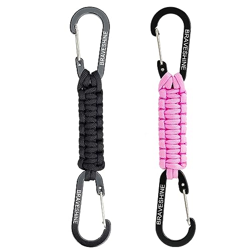 Image of BRAVESHINE Paracord Keychain Carabiner Clip, D Ring Lanyard Hanger Stroller Hook for Water Bottle, Key, Backpacks, Men, Women