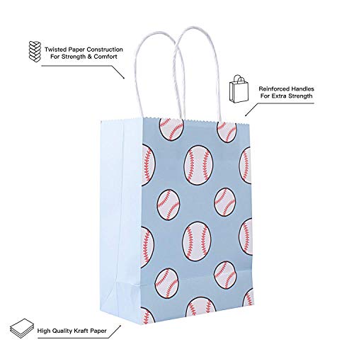 Baseball Kraft Paper Bags Candy Bags Party Favor Bags with Handle for Birthday,Baseball Goodie Bags,Baseball Theme Party Favor Bags and Baseball Party Celebrations - Thumbnail 5