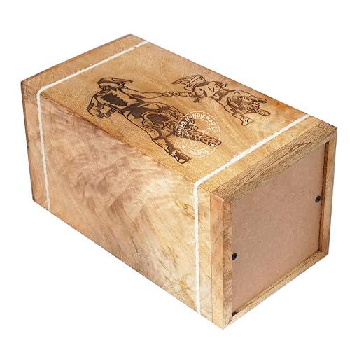 Image of Handcrafted Floral Engraved Wooden Urns for Human Ashes Adult Large - Cremation Urn for Ashes - Burial Urn for Columbarium - Funeral Urn Box (Father Son Riding, 250 LB - Hardwood)