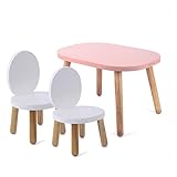 Fabriqué en bois massif d'hévéa, cet ensemble comprend une table Ovaline rose et deux chaises Ovaline blanches Montessori. Il est parfaitement adapté à la taille des enfants de 1 à 4 ans et permettra à vos pioupious d'avoir un espace confortable pour jouer, dessiner ou manger. Table : 60x40x37cm / Chaises : 26x24x40cm.Mobilier adopté par les familles !
