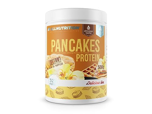 ALLNUTRITION DELICIOUS LINE Protein Pancakes Fertigmischung - Backmischung für Pfannkuchen und Waffeln - Ohne Zuckerzusatz, Kalorienarm, Proteinreich - Gesüsst mit Sucralose - 500g Vanilla