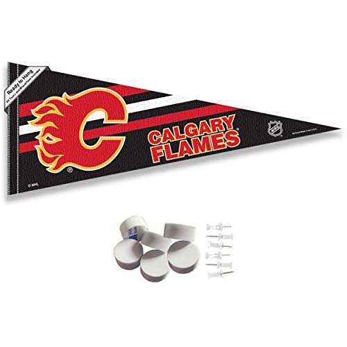 Drapeaux Calgary Flames avec fixations murales pour décorer votre salon
