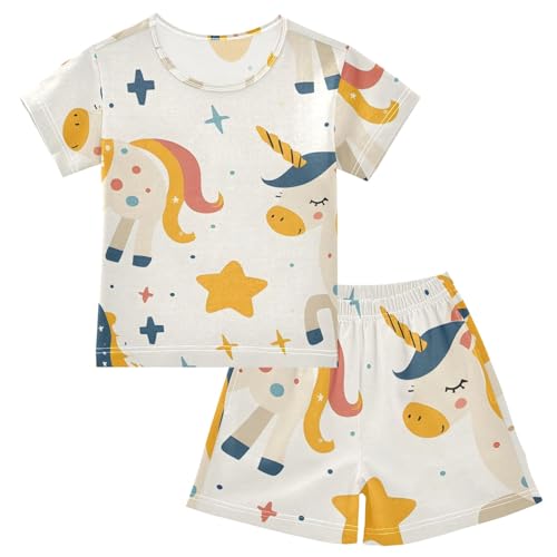 Summer Pajama Set Unicorn Stars, Short Sleeve Sleepwear Nightwear