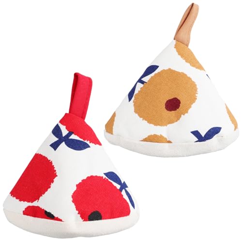 KAILIKETIY 2個 布製三角形鍋ハンドルカバー 耐熱断熱仕様 吊り下げデザインで収納簡単 多機能ミ ーブとしても使用可能 洗濯機対応 コッ素材 キ