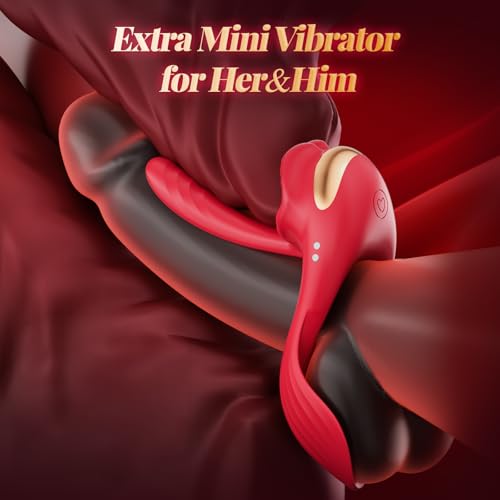 Image of Vibrating Cock Ring with 3 in G Spot Vibrator - Couples Sex Toy Men Cock Sleeve Penis Ring Women Licking Clitoral Vibrator Massager with 4 Motor & 7 Vibrations, Adult Toys Silicone Erection C Ring