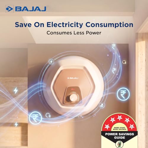Image of Bajaj Armor Series Contempo Neo 15L Storage Water Heater For Home|5 Star Rated Geyser For Bathroom|Glass-lined Coating|Non-Stick Heating Element|Suitable For High Rise Building|White & Beige