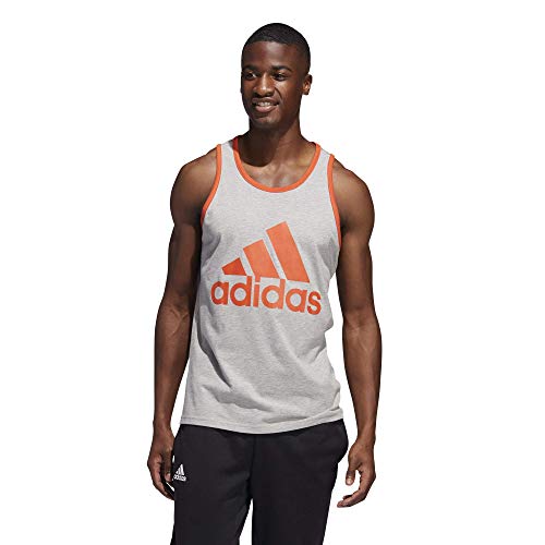 adidas Badge of Sport Classic Tank, Medium Grey Heather/Glory Amber, S