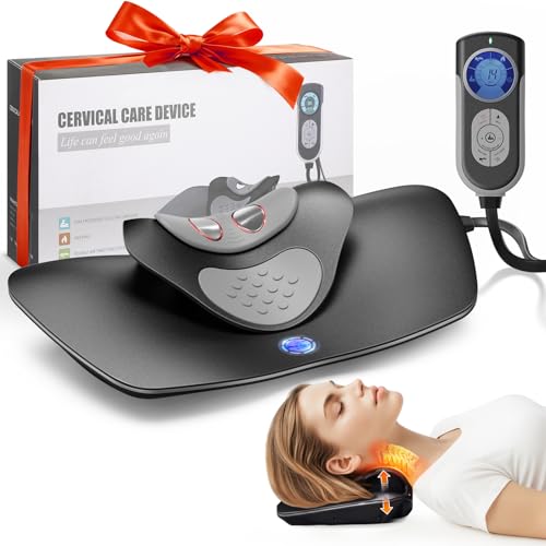 HygiVital Multi-Functional Cervical Traction Device Dynamic Neck Massager with Pulsed Electrotherapy & Heat Therapy 3 Modes&12 Intensities Neck Stretcher to Relieve Neck Stiffness Home &Office Use