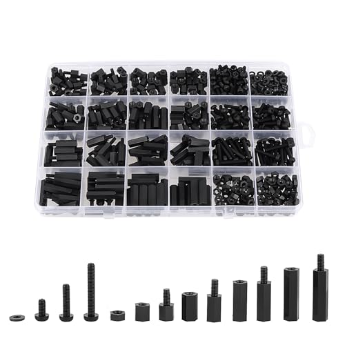 Image of Exqutoo 620Pcs M3 Male Female Hex Standoffs Screws Assortment Kit, External & Internal Threaded Standoffs Spacers, Nylon Screws, Washers, Hex Nuts Included, for PCB Motherboard, Circuit Board