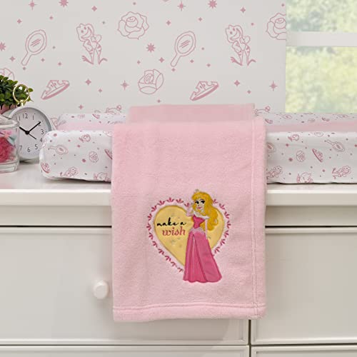 Image of NoJo Disney Make A Wish Princess Pink Heart Aurora Super Soft Baby Blanket