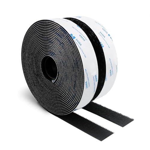 Velcrotape Hook and Loop Self Adhesive Tape Heavy Duty Sticky Back Interlocking Nylon Fabric Fastener Strip Tape for Wall Mounting Cable Management Carpets Car Indoor & Outdoor (1 x 10Ft)