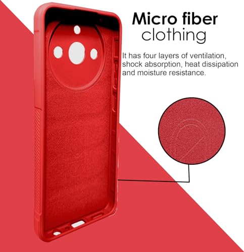 Image of A rtistque Liquid Silicone Stripes Back Cover Case for Realme Narzo 60 5G | with Camera Protection | with Inner Fabric | Anti Slip Grip | AirBag Case - Red