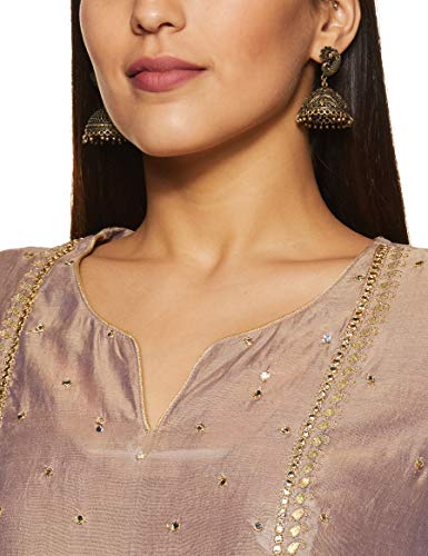 Image of BIBA Womens Notched Neck Embroidered Churidar Suit