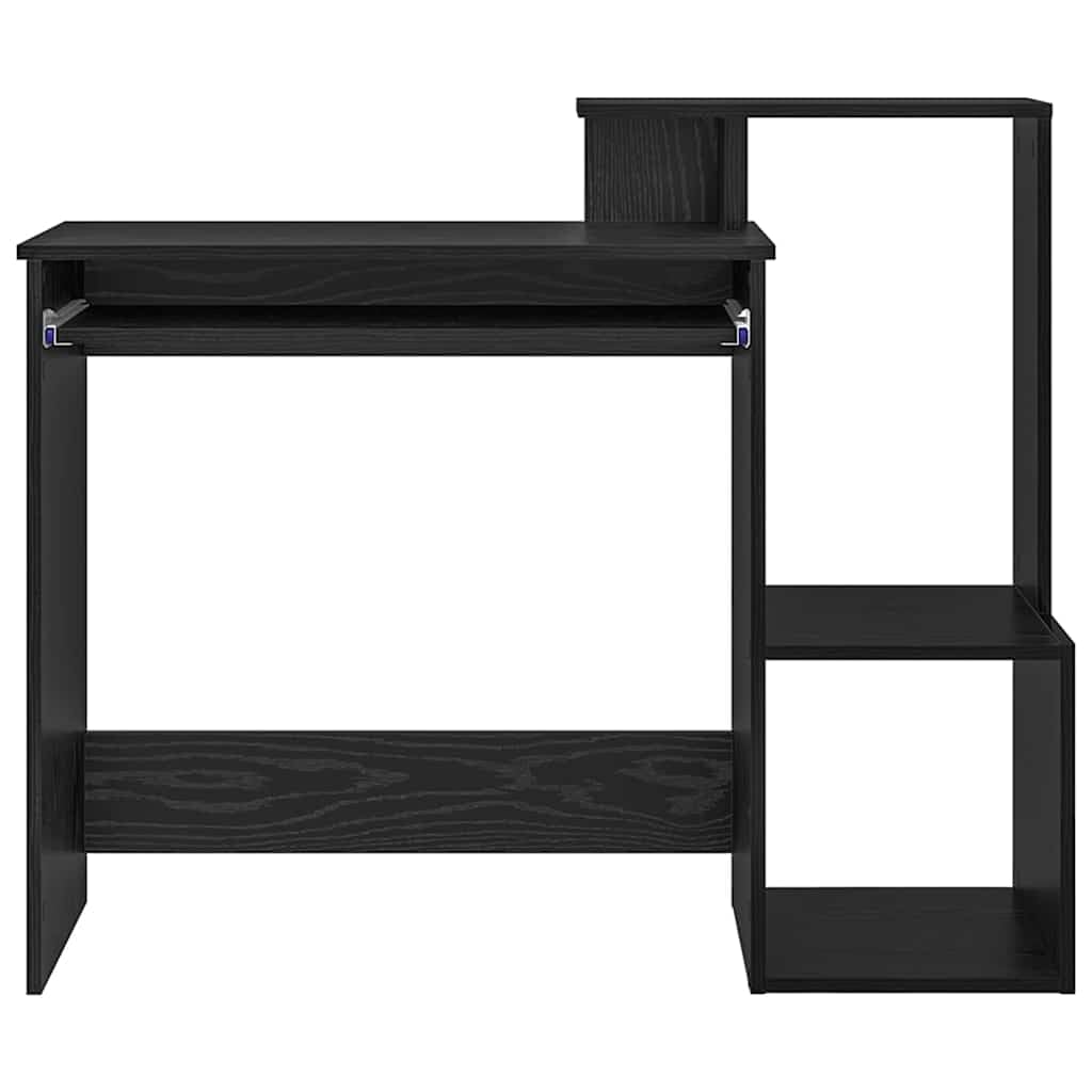 Escritorio con estante negro efecto roble 106 x 41 x 88,5 cm de material de madera de madera de despacho oficina en casa con cajón de almacenamiento y estante para PC portátil ergonómico ahorra
