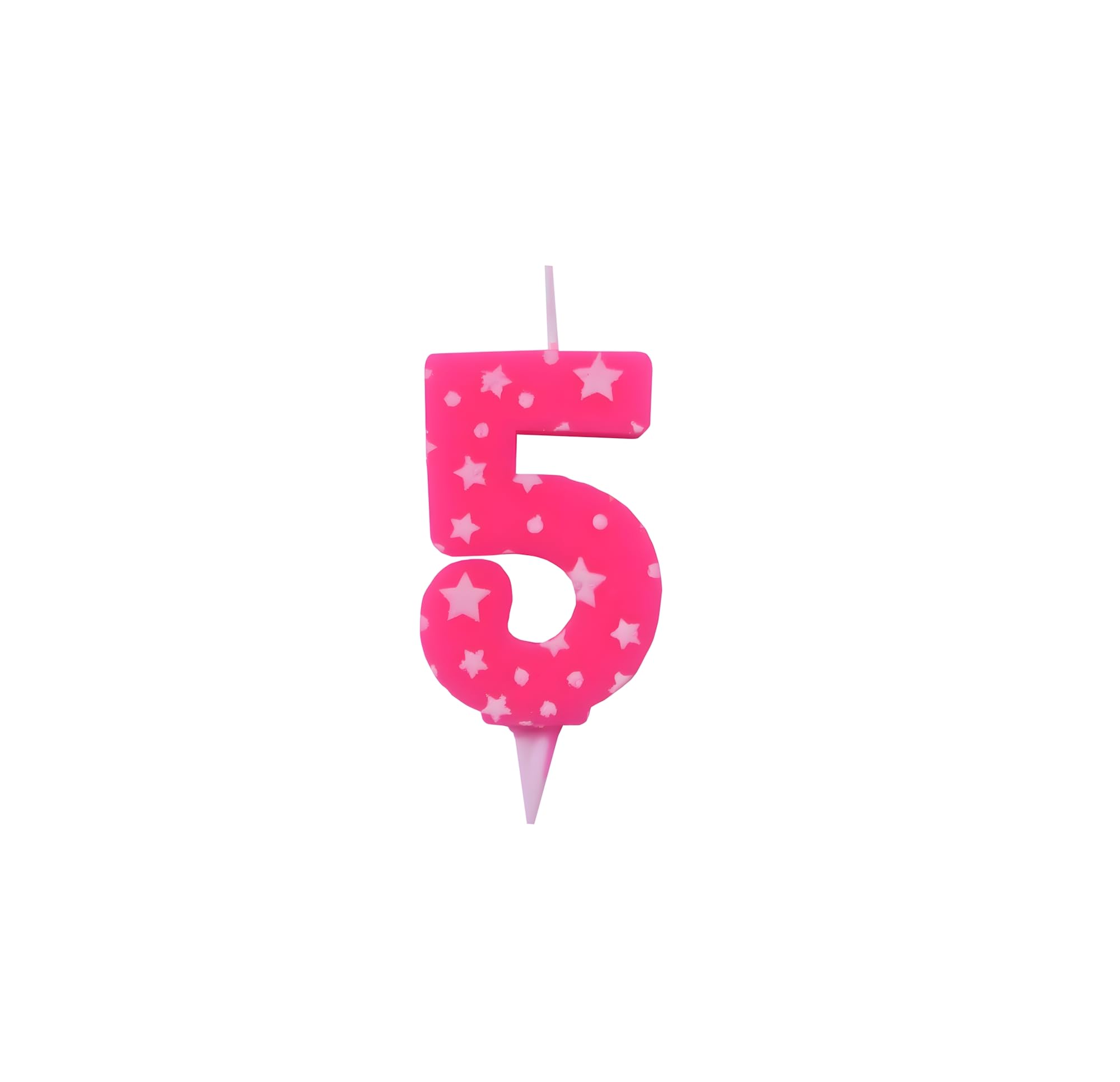 Juzfun Birthday Number Candles 5 for Cake Decoration Topper Fifth Anniversary Party Celebration Star Pink Colour Size : 4.3 x 6.3 CM