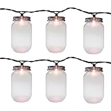 Brite Star 10 Lt Frosty Mason Jar Light Set, Black Wire