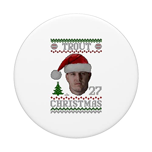 Mike Trout Los Angeles Baseball Christmas Sweater MLBPA PopSockets Swappable PopGrip, Black - Image 3