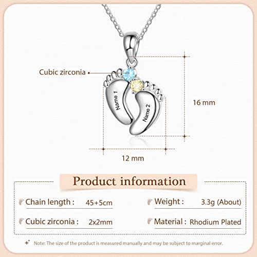 Personalized Mother Necklace with Birthstone 1-6 Names Custom Feet Pendant Necklace for Mom Customized Family Jewelry for Mothers Day3