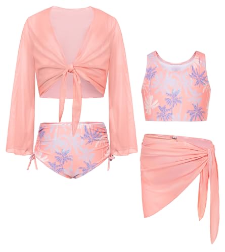 10 Best Girls' Bikinis for Kids That Make Swim Time Extra Fun 6 GRACE KARIN Girls 4 Piece Bikini Set with Kimono