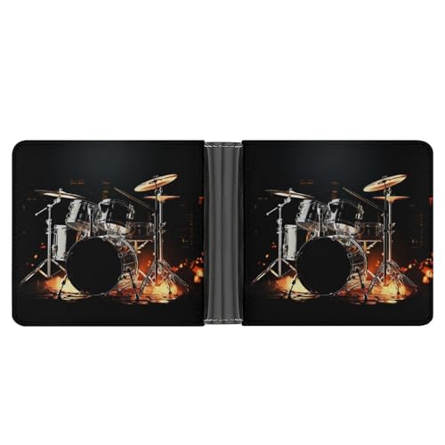 Drummer Wallet with Money Clip Leather Bifold Wallet Slim Credit Card Holder Gift for Men