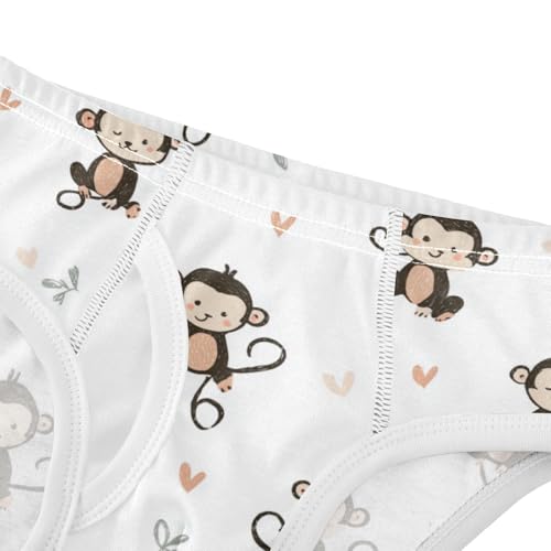 Wusikd Cute Monkeys Boys' Underwear Cotton White Boys Briefs Soft Toddler Underwear 2T4
