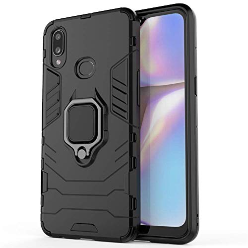 WOW IMAGINE Shock Proof Back Case Mobile Cover for Samsung Galaxy A10s | Galaxy M01s (Armor | Hybrid PC + TPU | Full Protection with Ring Holder Kickstand | Carbon Black)- Best and cheap mobile covers in India