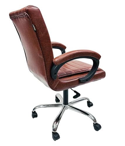 Image of Goyal steel & furniture Stylish Revolving Chair for Principal Manager Office with arm Rest with Wheels and Cushioned seat Back (1, Tan, Standard)
