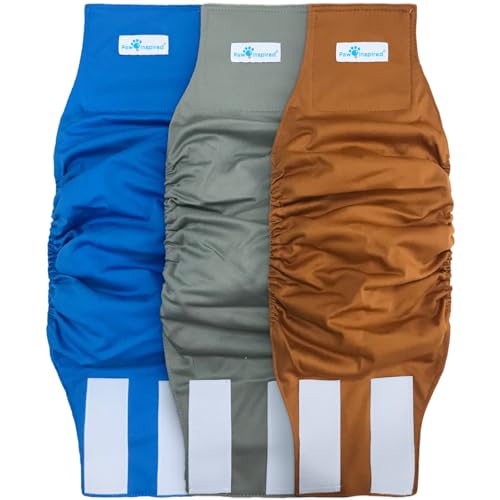 Paw Inspired 3ct Male Dog Wraps Washable, Belly Band for Dogs | Washable Dog Diapers, Reusable Male Dog Diapers for Marking (Medium (3 ct.), Assorted (White Lining))