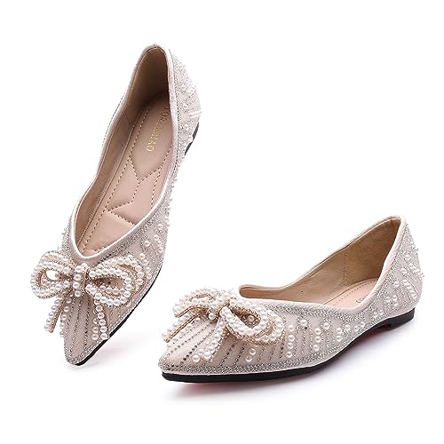Flats Shoes Women Rhinestone Wedding Flats Pointed Toe Ballet Flat Shoe Low Heel Dress Shoes Sparkly Flats for Women2