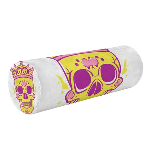 EtherSpher Princess Skull Plum Outlined Duck Yellow Decorative Neck Roll Pillow Support Cylinder Memory Foam Pillow Round Foam Cushion Back Support almohada de Cuello para dormir