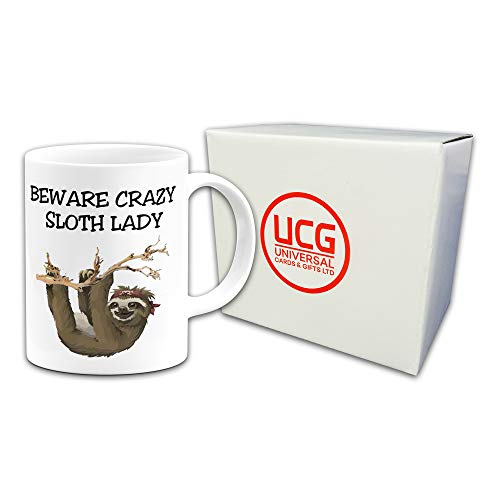 GIFT MUGS Taza de Regalo de Beware Crazy Sloth Lady