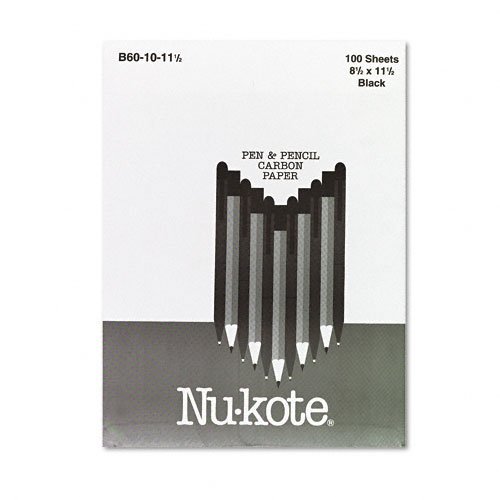 Nu-Kote B601011 Carbon Paper for Handwriting, Black, 100 Sheets per Box