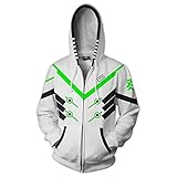 OW Genji Hoodie Cosplay 3D Printed Thin Zip Up Pullover Jacket Sweatshirt Anime Costume Coat for...