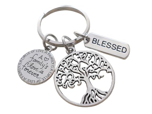 A Family's Love is Forever Saying Disc & Tree Keychain
