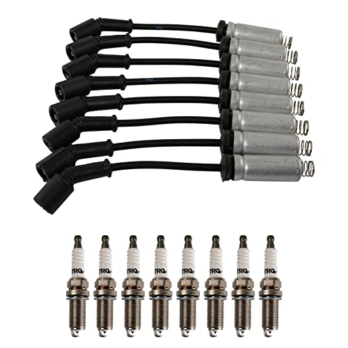 TRQ Ignition Kit Spark Plugs Wire Set Compatible with 02-06 Cadillac 97-07 Chevrolet 99-07 GMC 03-07 Hummer 99-02 Pontiac