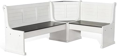 Miniatura 7 de Pemberly Row Juego de 4 piezas de rincón de desayuno de madera con almacenamiento oculto, asientos reversibles, ideal para espacios pequeños, en