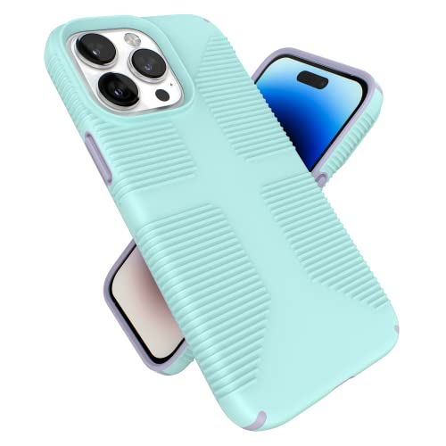 Speck iPhone 14 Pro Max Case - Slim, Drop Protection, Scratch Resistant - No Slip Grip for iPhone 14 Pro Max 6.7\" Model - Pale Cyan/Lilac GemShell Grip Hard