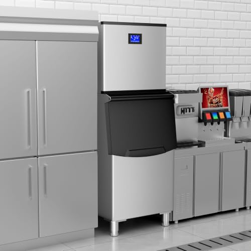 Image of Commercial Ice Maker Machine 437 Lbs /24H with 400LBS Large Storage Bin Ice Ready in Air Cooled Clear Cube Ice for Bar Business Cafe ETL (437 Lbs /24H)