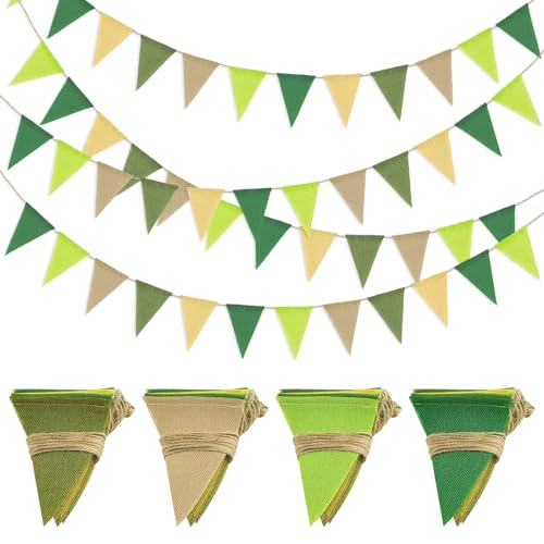 48 Piezas Guirnalda Banderines 4 Tiras de 20 M Multicolor Bandera Banderín, Imitación de Lino Tela Triángulo, Banderas Banner Decorativos para Cumpleaños, Boda, Escuela, Fiesta al Aire Libre Jardín