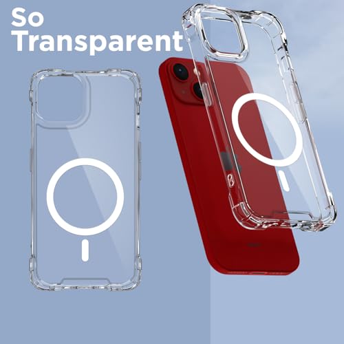 Image of Amazon Basics Back Cover for iPhone 14 Plus Mag-Safe Shockproof PC + TPU Protective Case Magnetic Support Bumper Case (Transparent Mag-Safe)