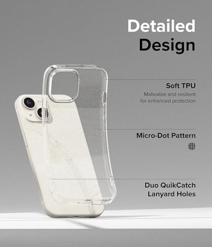 Image of Ringke Air Compatible with iPhone 15 Case Cover Transparent Lightweight Soft Flexible TPU Scratch Resistant Natural Form iPhone 15 Back Cover - Glitter Clear